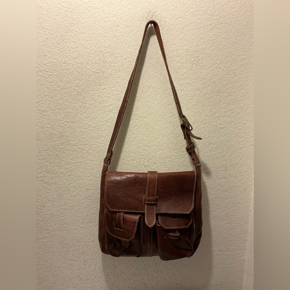 Frye Rich Brown Leather Messenger Bag vintage